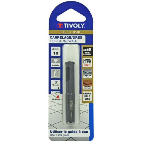 Foret diamant pour carrelage en grès, diam. 10 mm TIVOLY - TIVOLY