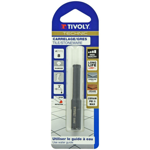 Foret diamant pour carrelage en grès, diam. 8 mm TIVOLY - TIVOLY