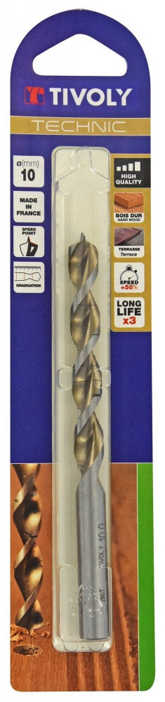 Foret hélicoïdal pour bois TIVOLY diam. 10 x 22 5 cm