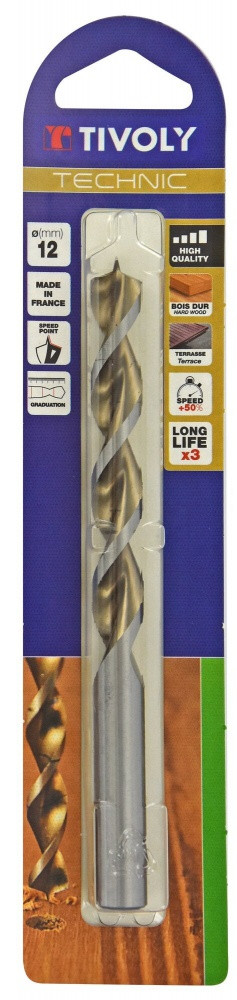 Foret hélicoïdal pour bois TIVOLY diam. 12 x 22 5 cm