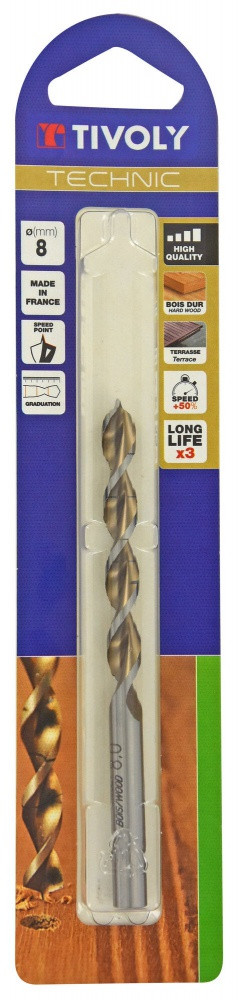 Foret hélicoïdal pour bois TIVOLY diam. 8 x 22 5 cm