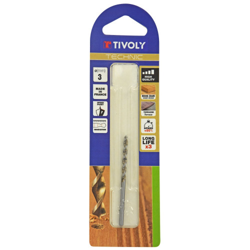 Foret hélicoïdaux pour bois TIVOLY, diam. 3 x 6.1 cm - TIVOLY