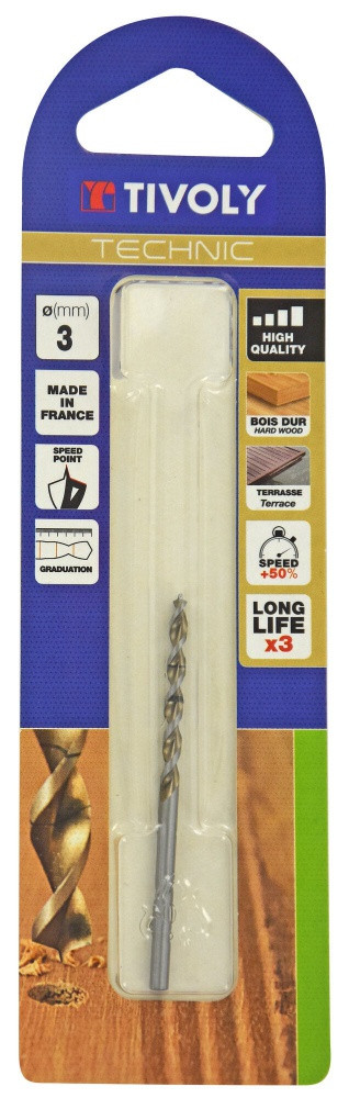 Foret hélicoïdaux pour bois TIVOLY diam. 3 x 6.1 cm