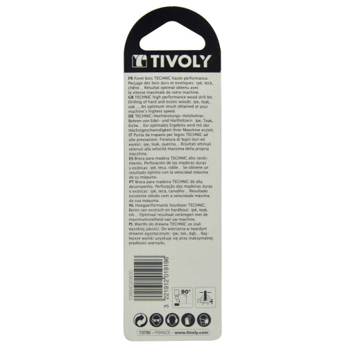 Foret hélicoïdaux pour bois TIVOLY, diam. 6 x 16 cm - TIVOLY