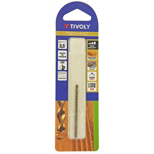 Foret hélicoïdaux pour bois, TIVOLY, diam. 2,5 x 16 cm - TIVOLY