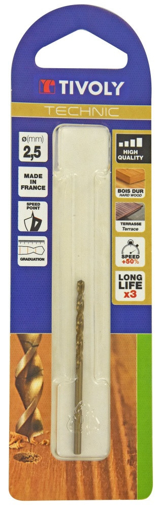 Foret hélicoïdaux pour bois TIVOLY diam. 2 5 x 16 cm