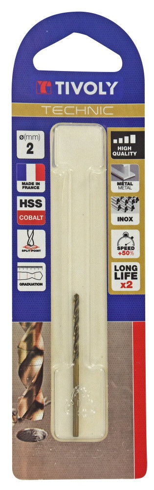 Foret à métaux TIVOLY Technic Diamètre 2 mm Acier rapide Haute performance