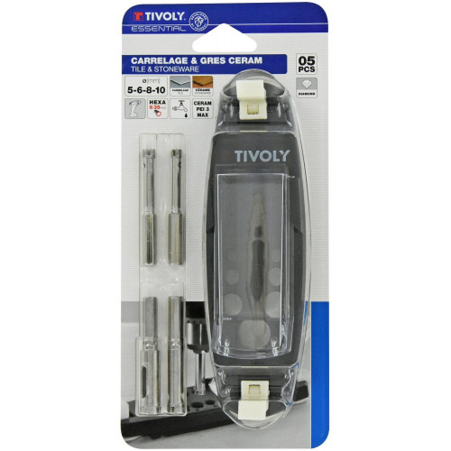 Lot de 4 forets céramique, TIVOLY, diam. 5-6-8-10 mm - TIVOLY