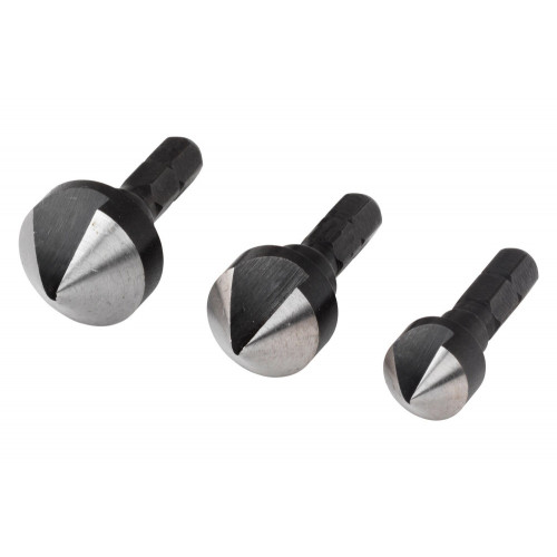 Lot de 3 fraises à encastrer HSS 6 pans WOLFCRAFT, diamètre 8-12-16 mm - WOLFCRAFT