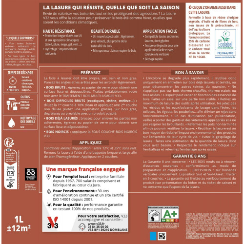 Lasure V33 Haute saison 8 ans gris argent satiné 0.125 l - V33