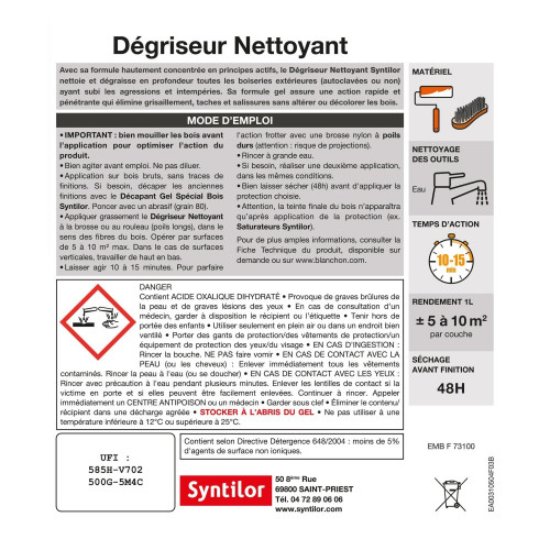 Dégriseur SYNTILOR Nettoyant 5 l, incolore - SYNTILOR