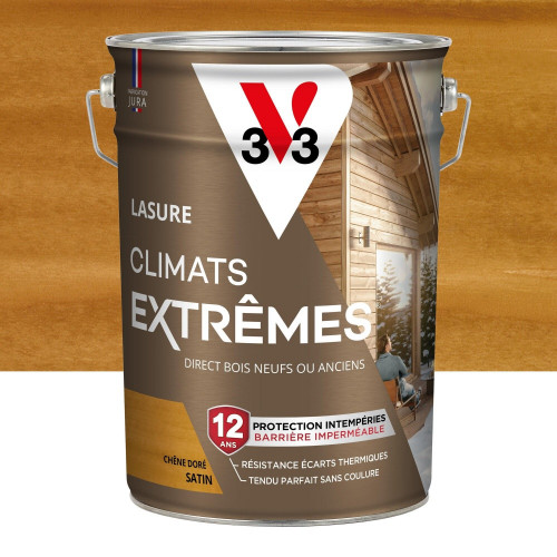 Lasure V33 Climats extrêmes 12 ans chêne doré satiné 5 l - V33