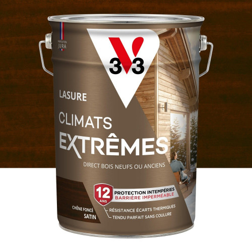 Lasure V33 Climats extrêmes 12 ans chêne foncé satiné 5 l - V33