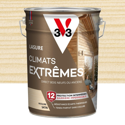 Lasure V33 Climats extrêmes 12 ans incolore satiné 5 l - V33