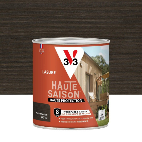 Lasure V33 Haute protection 8 ans noir charbon satiné 0.75 l - V33