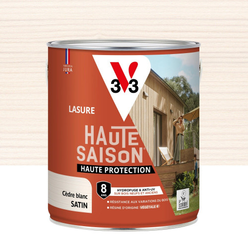 Lasure V33 Haute saison 8 ans cèdre blanc satiné 2.5 l - V33