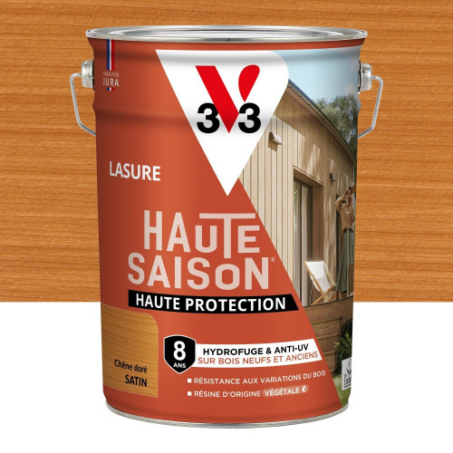 Lasure V33 Haute saison 8 ans chêne doré satiné 5 l - V33