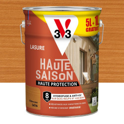Lasure V33 haute saison 8 ans chêne doré satiné 5L+20% gratuit de marque V33, référence: B9186500