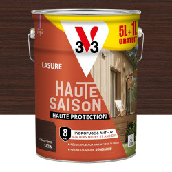 Lasure V33 haute saison 8 ans chêne foncé satiné 5L+20% gratuit de marque V33, référence: B9186800