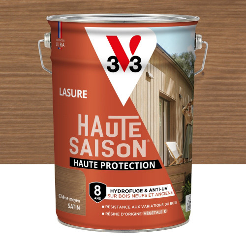 Lasure V33 Haute saison 8 ans chêne moyen satiné 5 l - V33