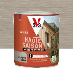 Lasure V33 Haute saison 8 ans gris argent satiné 2.5 l de marque V33, référence: B9187400