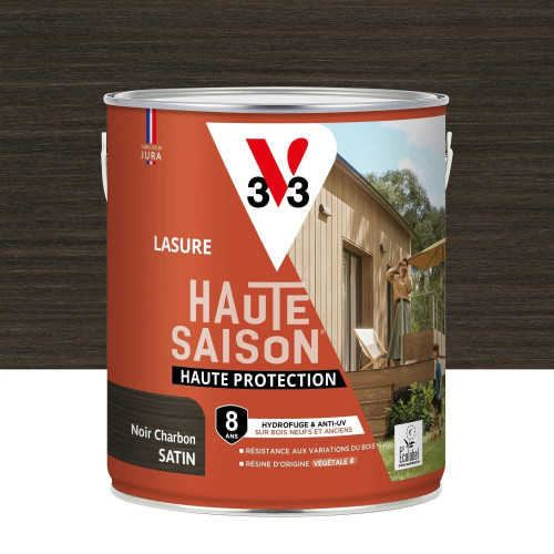 Lasure V33 Haute saison 8 ans noir charbon satiné 2.5 l - V33