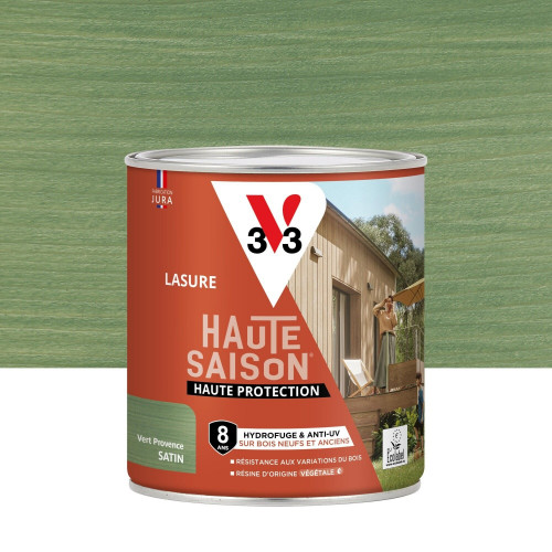 Lasure V33 Haute saison 8 ans vert provence satiné 0.75 l - V33