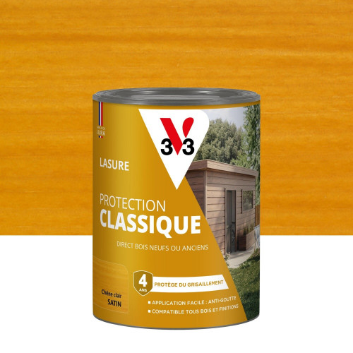 Lasure V33 Protection classique 4 ans chêne clair satiné 0.75 l - V33