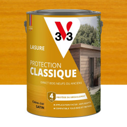 Lasure V33 Protection classique 4 ans chêne clair satiné 5 l de marque V33, référence: B9188500