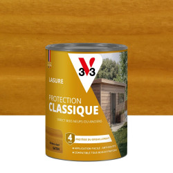 Lasure V33 Protection classique 4 ans chêne doré satiné 0.75 l de marque V33, référence: B9188600