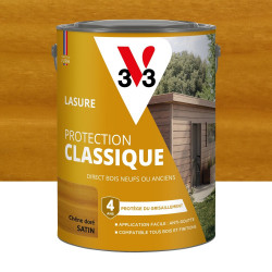 Lasure V33 Protection classique 4 ans chêne doré satiné 5 l de marque V33, référence: B9188700
