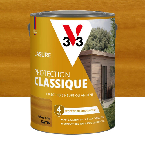 Lasure V33 Protection classique 4 ans chêne doré satiné 5 l - V33