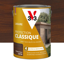 Lasure V33 Protection classique 4 ans chêne foncé satiné 5 l de marque V33, référence: B9188900