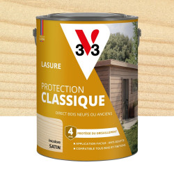 Lasure V33 Protection classique 4 ans incolore satiné 5 l de marque V33, référence: B9189100
