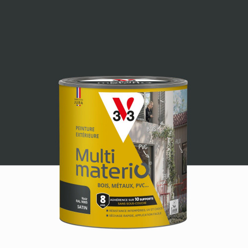 Peinture extérieure bois, fer, plastique V33 noir satiné 0.5l - V33