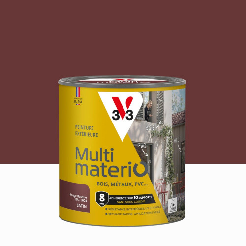 Peinture extérieure bois, fer, plastique V33 rouge basque satiné 0.5l - V33