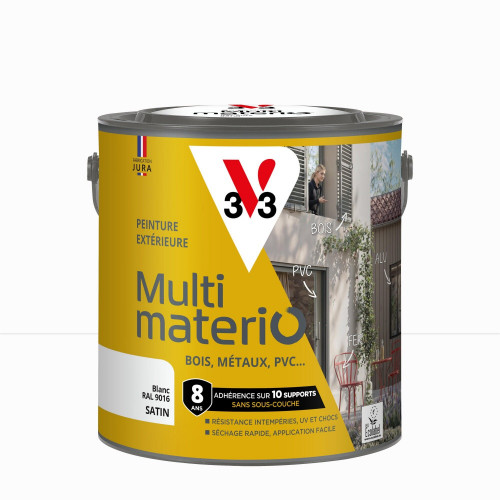 Peinture multimateriaux exterieure Multimaterio V33 blanc satine 2 l - V33