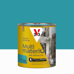 Peinture multimateriaux exterieure Multimaterio V33 bleu turquoise satine 0.5 l de marque V33, référence: B9191800