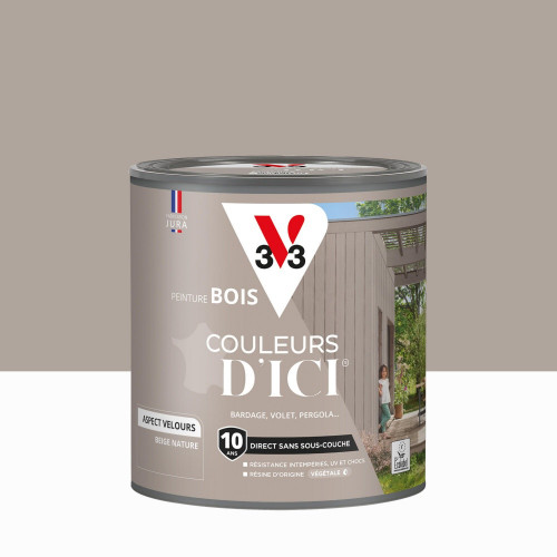 Peinture extérieure bois V33 Couleurs d'ici, beige nature velours  0.5l - V33
