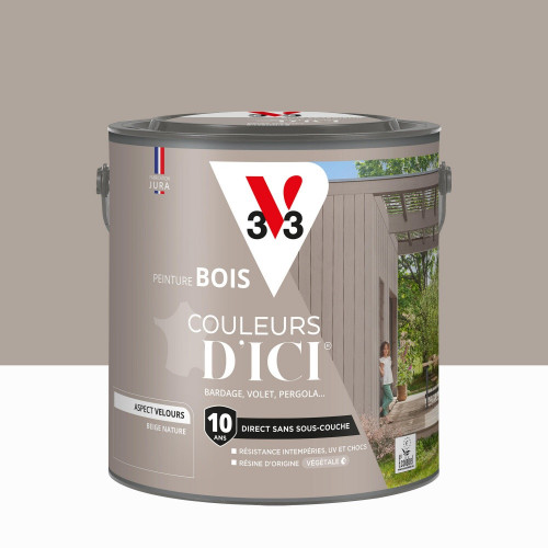 Peinture extérieure bois V33 Couleurs d'ici, beige nature velours  2l - V33