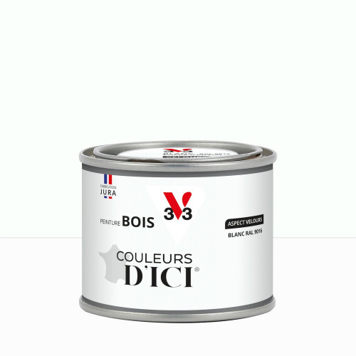 Peinture extérieure bois V33 Couleurs d'ici, blanc ral 9016 velours  0.125l - V33