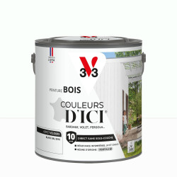 Peinture extérieure bois V33 Couleurs d'ici, blanc ral 9016 velours  2l de marque V33, référence: B9193500