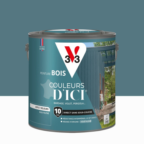 Peinture extérieure bois V33 Couleurs d'ici, bleu feutré velours  2l - V33