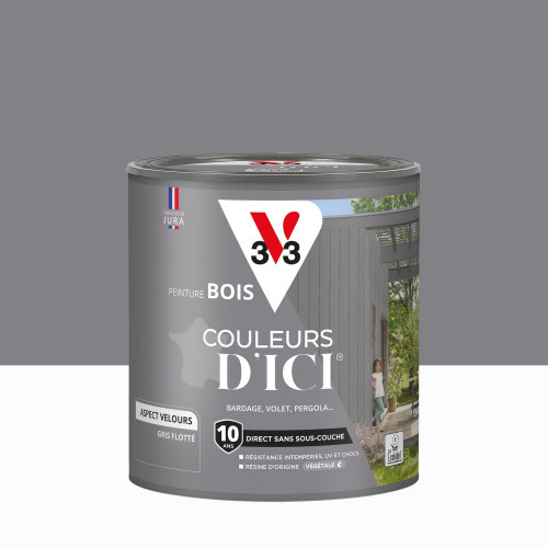 Peinture extérieure bois V33 Couleurs d'ici, gris flotté velours  0.5l - V33
