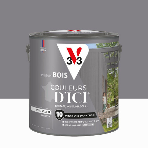 Peinture extérieure bois V33 Couleurs d'ici, gris flotté velours 2l - V33