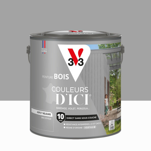 Peinture extérieure bois V33 Couleurs d'ici, gris soyeux velours  2l - V33