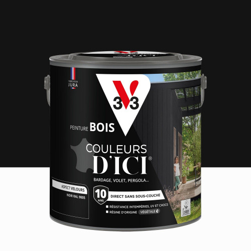 Peinture extérieure bois V33 Couleurs d'ici, noir ral 9005 velours  2l - V33