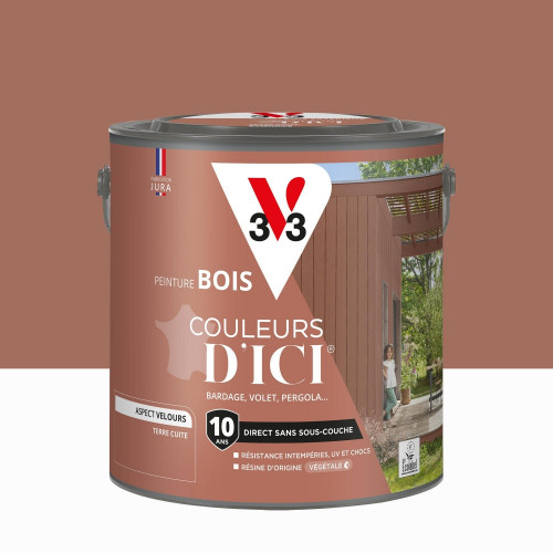 Peinture extérieure bois V33 Couleurs d'ici, terre cuite velours 2l - V33