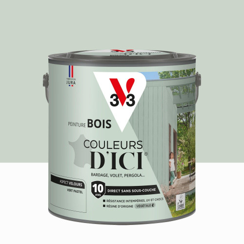 Peinture extérieure bois V33 Couleurs d'ici, vert pastel velours  2l - V33