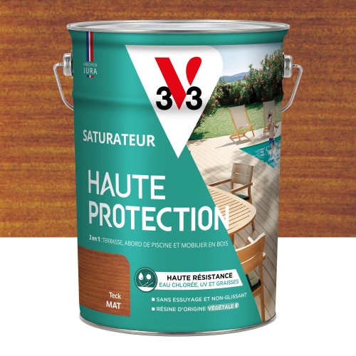 Saturateur pour bois extérieur V33 Haute protection teck mat 5L - V33